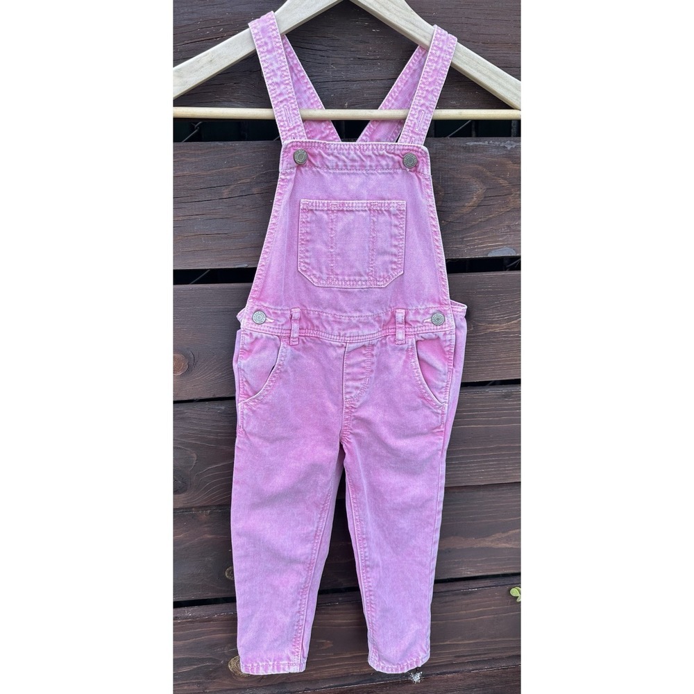 Vtg Gap Toddler Girls Pink Wash Denim Overalls *Size 4T